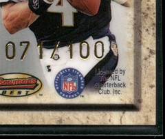 1998 Bowman&rsquo;s Best Jim Harbaugh Atomic Refractor #/100 Serial #071/100 EX