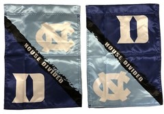 Duke and North Carolina Garden Flag 2 Sided House Divided Blue Devils – Tar Heel