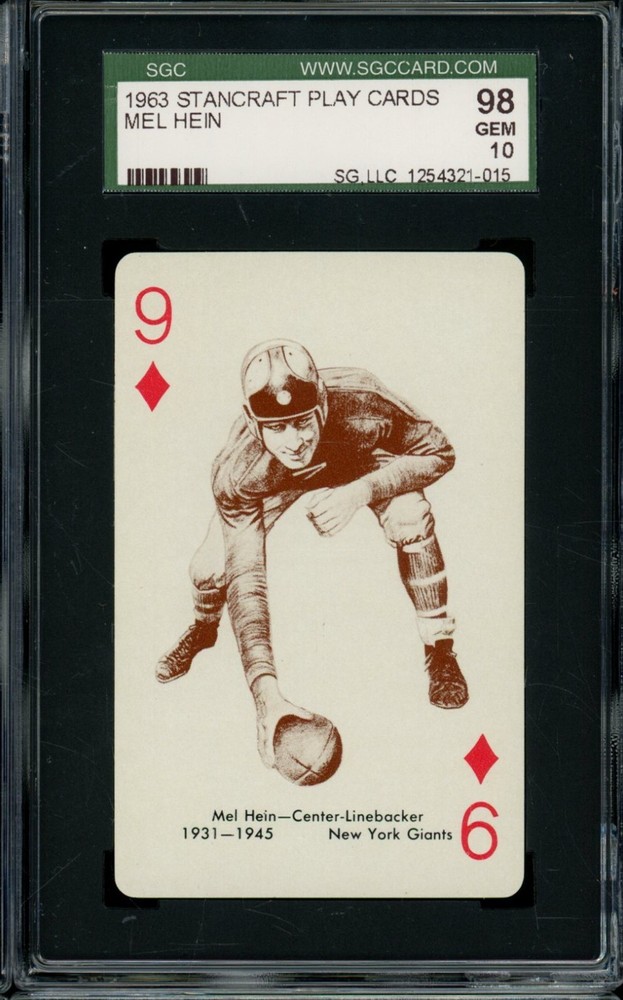 1963 Stancraft Green Mel Hein Giants 9 Of Diamonds SGC 10 GEM MINT LOOK!
