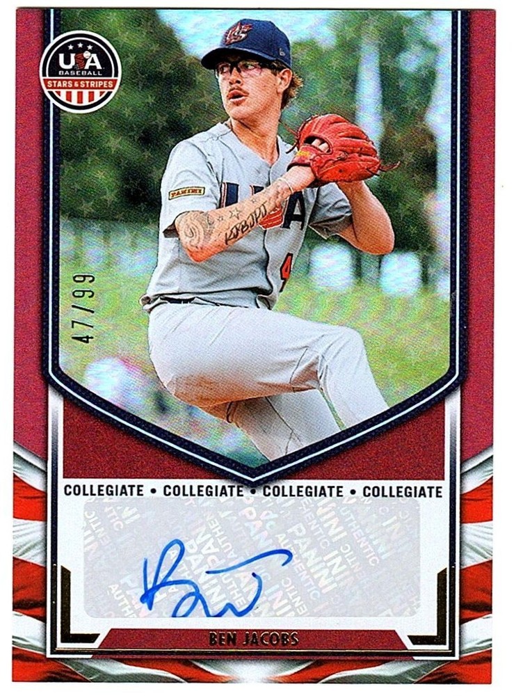 Ben Jacobs 2025 Panini Stars & Stripes Collegiate Team Red AUTO 47/99