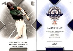 GAVIN TURLEY 2021 LEAF PERFECT GAME « NATIONAL SHOWCASE » ROOKIE CARD #39