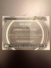 2021 Topps Five Star #SS-AD Andre Dawson Silver Signatures Blue #/20