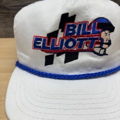 Vintage Bill Elliott Hat Cap Snap Back White Rope NASCAR Racing Awesome Bill USA