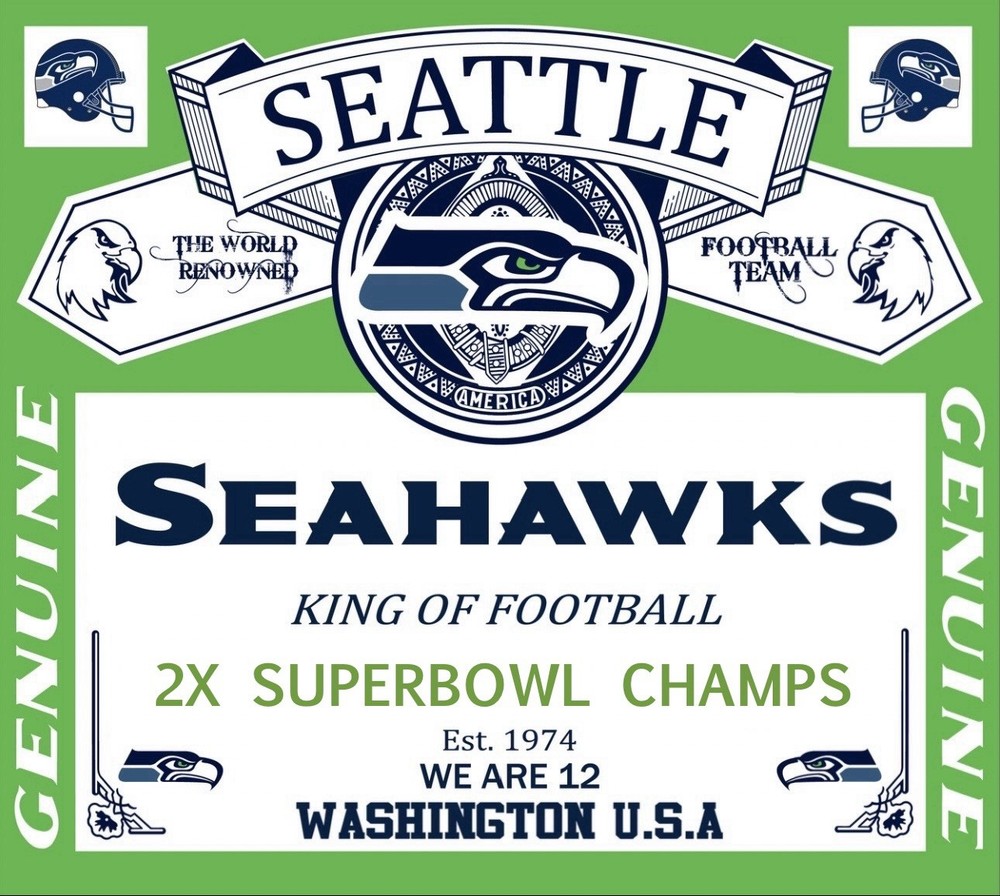 (2) Seattle Seahawks Waterproof Vinyl Stickers 4×3.5 Bud Decals Wrap 2X Champs