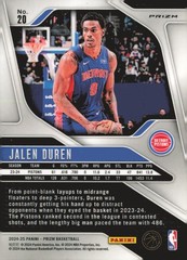 2024-25 Panini Prizm #20 Jalen Duren Prizms Red Ice