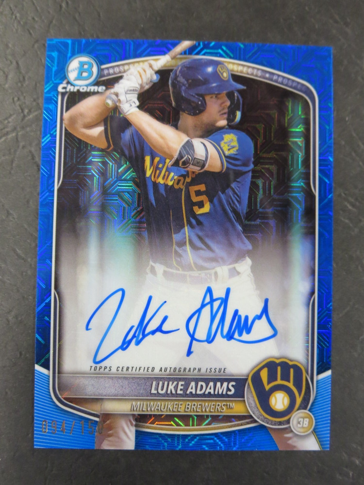 2025 Bowman Chrome Mega Box Mojo Refractor BLUE /150 Auto Luke Adams Brewers