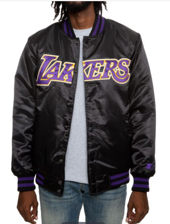 Starter L.A. Lakers Black LABEL BLACK Purple GOLD [LS930168] Satin SMALL Jacket