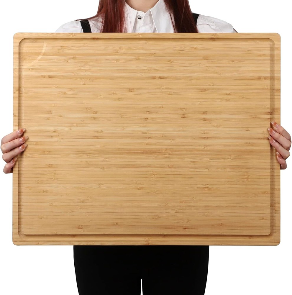 Extra Large 100% Organic Bamboo Cutting 24L x 18W, Flat Board