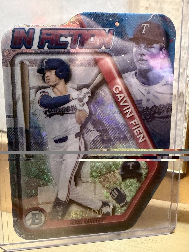 2025 Bowman Draft Gavin Fien In Action Mini-Diamond Refractor 41/150 Rangers