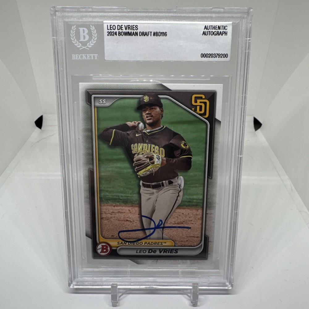 Leo De Vries SIGNED 2024 Bowman Draft BD-116 A’s Beckett BAS Slab Authentic Auto