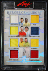 🌟 PELE MESSI MARADONA RONALDO BECKHAM – 2026 Leaf Heroes of Sports 8 Jersey /15
