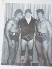1980&rsquo;s Wrestling B & W Photo – Bob Backlund & Rick Martel & Tony Garea