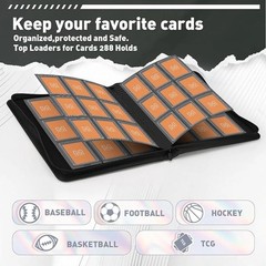 9-Pocket Toploader Binder Holds 288 Cards PU Leather Trading Card Album Black