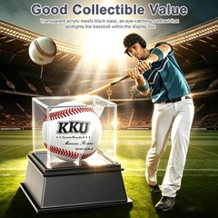 UV Protected Acrylic Baseball Display Case with Elegant Black Base, 4.3&Prime; Height