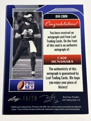 2022 Leaf Pro Set Metal CADE McNAMARA Pink Shimmer Autograph Auto 16/20