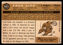 1960 Topps Baseball Card Fred Kipp Los Angeles Dodgers #202
