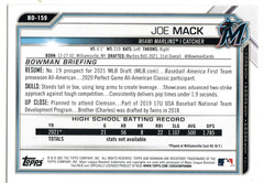 Joe Mack Miami Marlins 2021 Bowman Draft 1st Bowman
