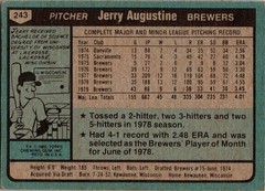 Jerry Augustine 1980 Topps #243 Milwaukee Brewers