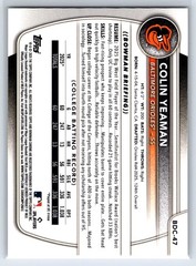 2025 Bowman Draft Sapphire Edition #BDC-47 Colin Yeaman Yellow Sapphire #/75