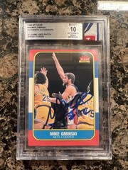 1986-87 Fleer #38 Mike Gminski JF/Auto/Game Used Patch. Beckett Auto Grade 10!