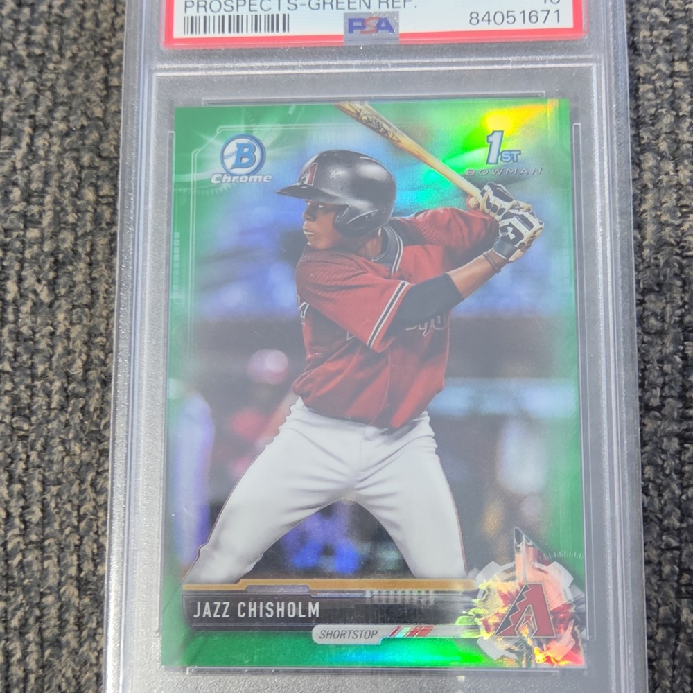 2017 Topps Bowman Chrome Jazz Chisholm BCP207 Green Refractor /99 1st PSA 10