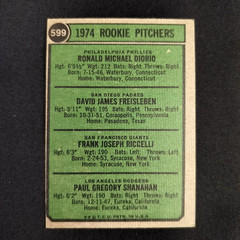 1974 Topps #599 Rookie Pitchers Padres Rare Small Letters Variation EXMT