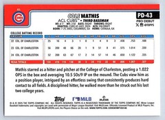 COLE MATHIS CUBS 2025 TOPPS PRO DEBUT #PD-43