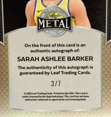 Sarah Ashlee Barker Auto /7 Orange – 2025 Leaf Metal Women Of Sport