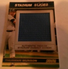 SALE THURMAN MUNSON topps Yankee Stadium Slices Dugout Bench Relic 59/89