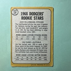 1968 Topps – 1968 Rookie Stars Jack Billingham, Jim Fairey #228 (RC)