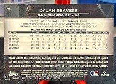 Topps Chrome Black Purple 2026 Dylan Beavers RC Baltimore Orioles #75/75 last OP