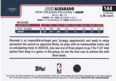 2025 Topps Chrome Basketball Jose Alvarado 187/199 Aqua Raywave #144 PWE