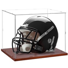 Acrylic Full Size Helmet Display Case with Wooden Base Football Shape Helmet
