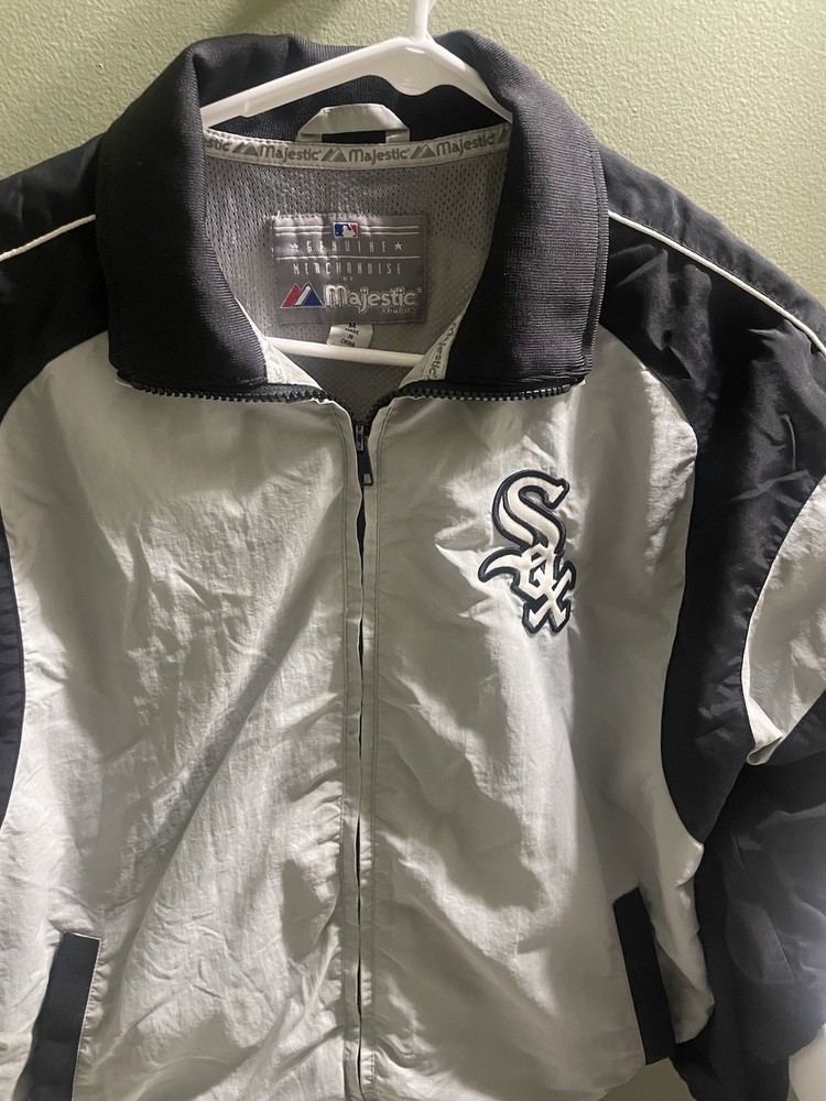 Youth Medium Gray And Black White Sox Windbreaker