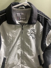 Youth Medium Gray And Black White Sox Windbreaker