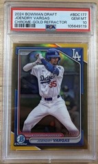 🔥🔥2024 Bowman Draft – Chrome Joendry Vargas #BDC-177 Gold Ref /50 (RC) PSA 10.