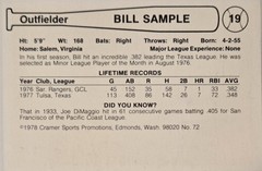 1978 Cramer Billy Sample Auto Card #72 Pacific Coast League Signed Pre-Rookie