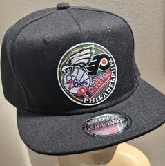 Philadelphia SPORTS FANS Flat bill Snapback Hat Black Phillies Eagles Hat/Cap