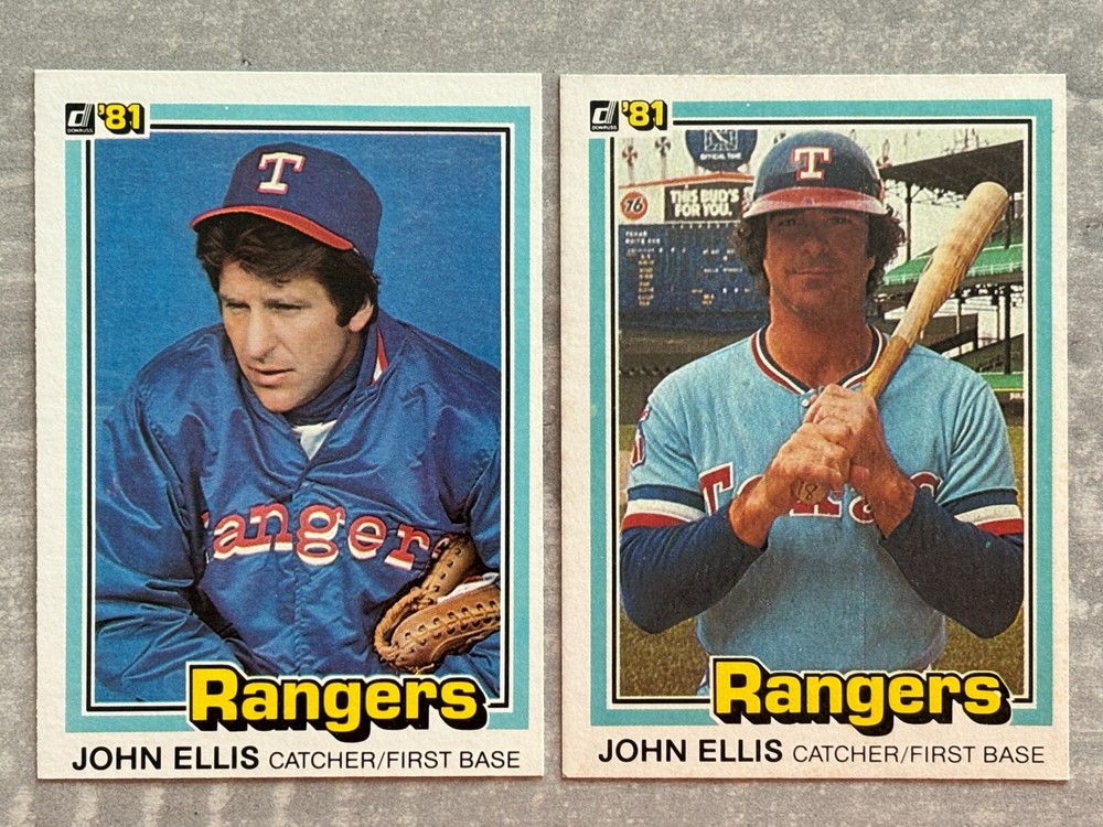 (2) 1981 Donruss JOHN ELLIS « Wrong Photo » Error & Corrected Baseball Cards #26