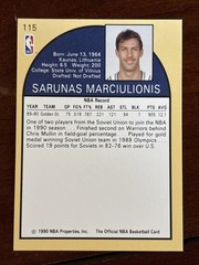 1990-91 NBA Hoops Sarunas Marciulionis Rookie In Person Auto Warriors #115