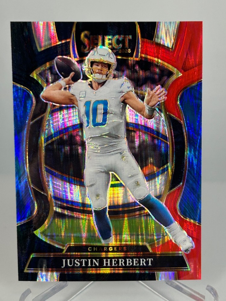 2025 Select – Concourse Justin Herbert #1 Red & Blue Shock Prizm