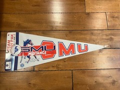 SMU MUSTANGS FOOTBALL PENNANT SET PIN BUMPER STICKER BUTTON FULL SIZE 30&Prime;