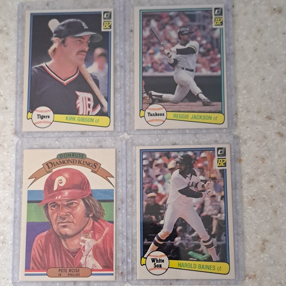 Donruss 1982 MLB Baseball Card Lot of 4 Gibson/Jackson/Rose/Baines DK