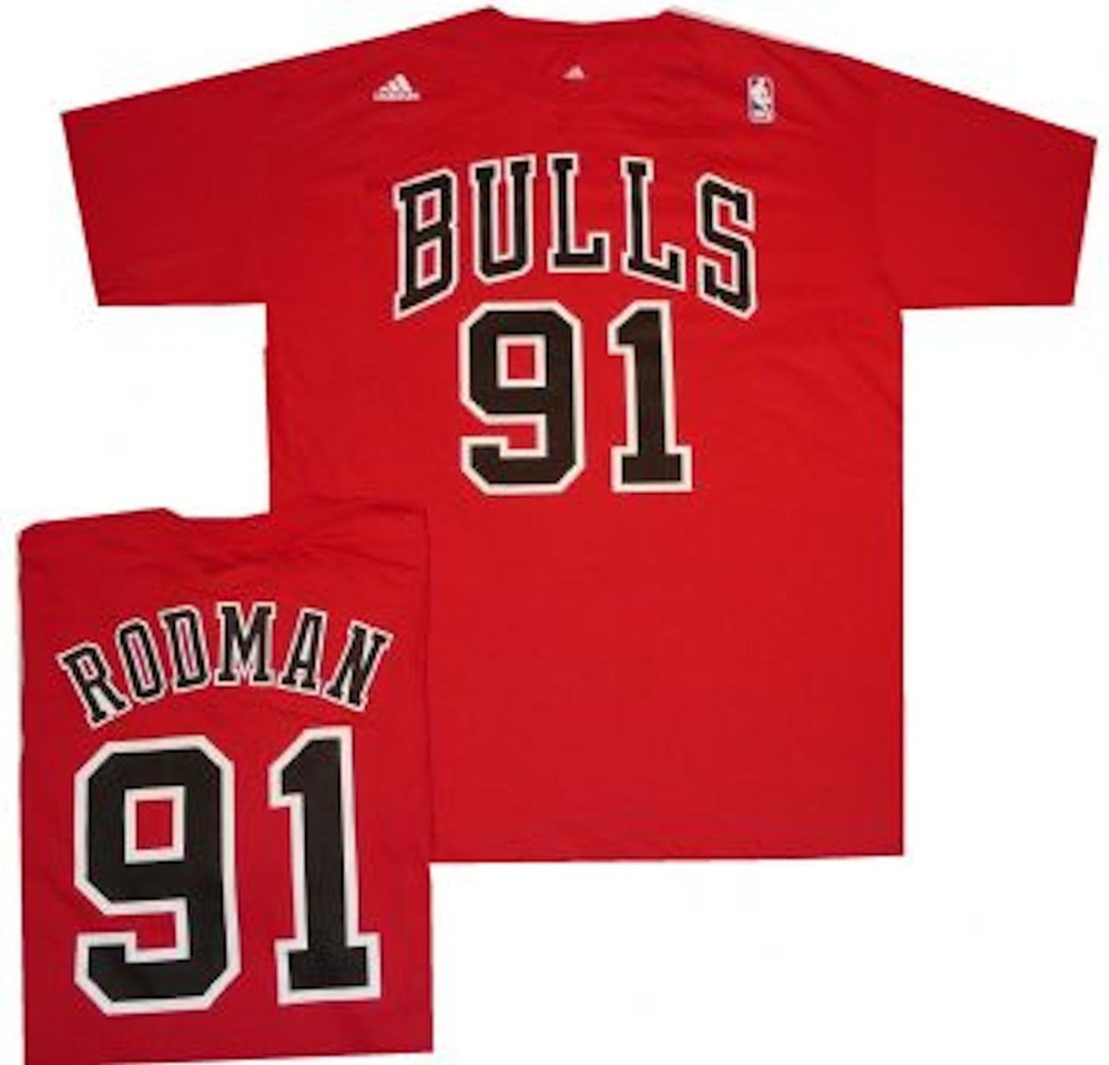Dennis Rodman Chicago Bulls Throwback Red adidas Men&rsquo;s Shirt New tags