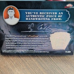 2019 Sportscards.Com A Word From Ty Cobb #TY-AWF Hall of Fame Relic
