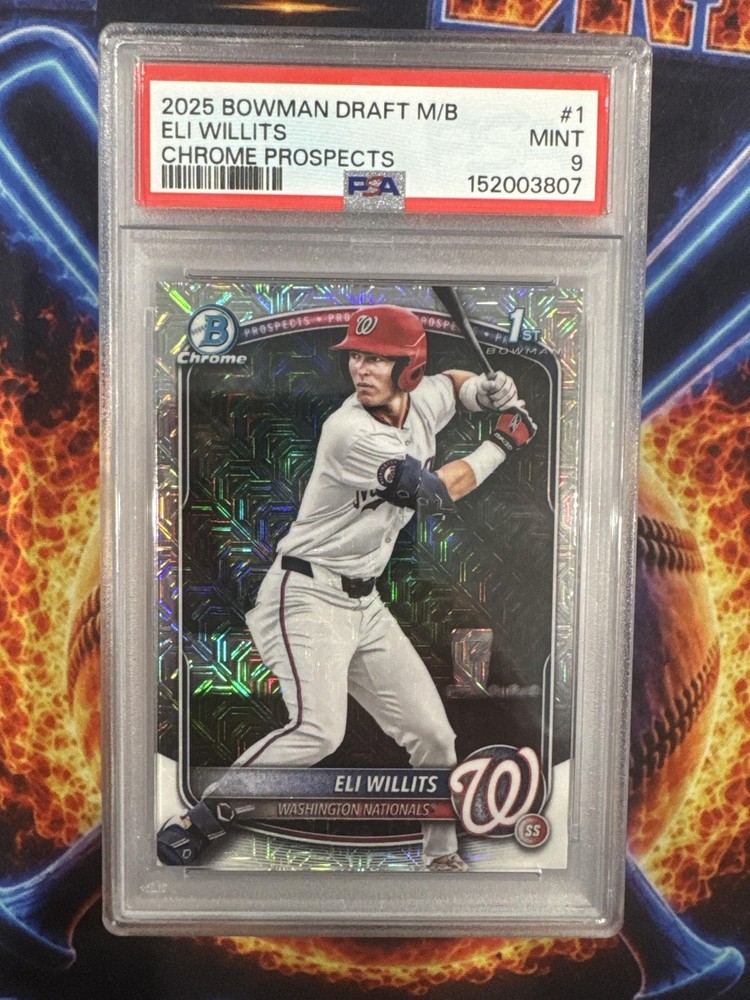 2025 Bowman Draft Eli Willits #BDC-1 Chrome Mojo Refractor 1st Prospect PSA 9
