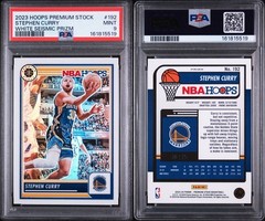 2023-24 Hoops Premium Stock Stephen Curry White Seismic 30/75 # MATCH #192 PSA 9