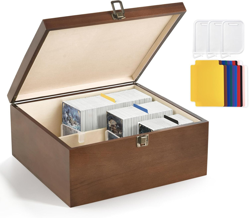 Trading Card Storage Box, Holds 1800+ Cards 11.4X10.4X4.3 Inches, Brown