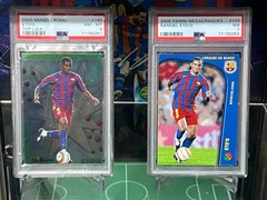 2 PSA Lot Samuel Eto&rsquo;o 2005-06 Mundi Cromo Top Liga + 2005 Panini Megacraques