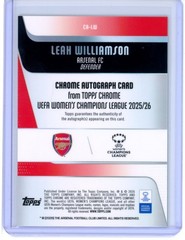 2025-26 TOPPS CHROME UEFA WOMEN&rsquo;S UWCL AQUA AUTO LEAH WILLIAMSON 7/199